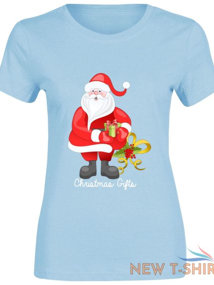 santa christmas gifts print tshirt girls womens short sleeve cotton tee lot 1.jpg