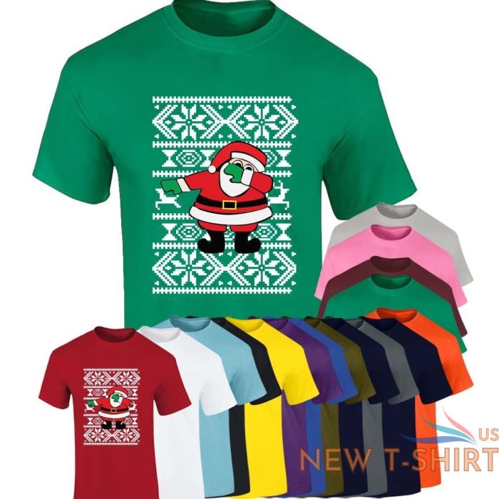 santa dabbing christmas print mens boys short sleeve gym wear cotton tee lot 0.jpg