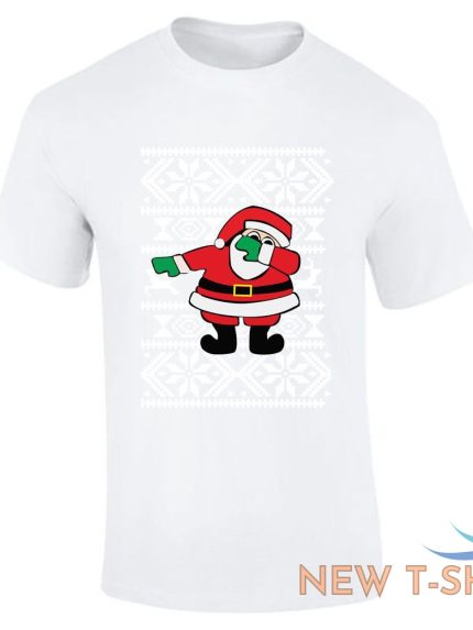 santa dabbing christmas print mens boys short sleeve gym wear cotton tee lot 1.jpg