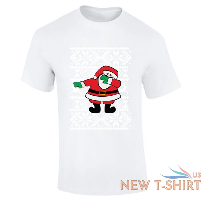 santa dabbing christmas print mens boys short sleeve gym wear cotton tee lot 1.jpg