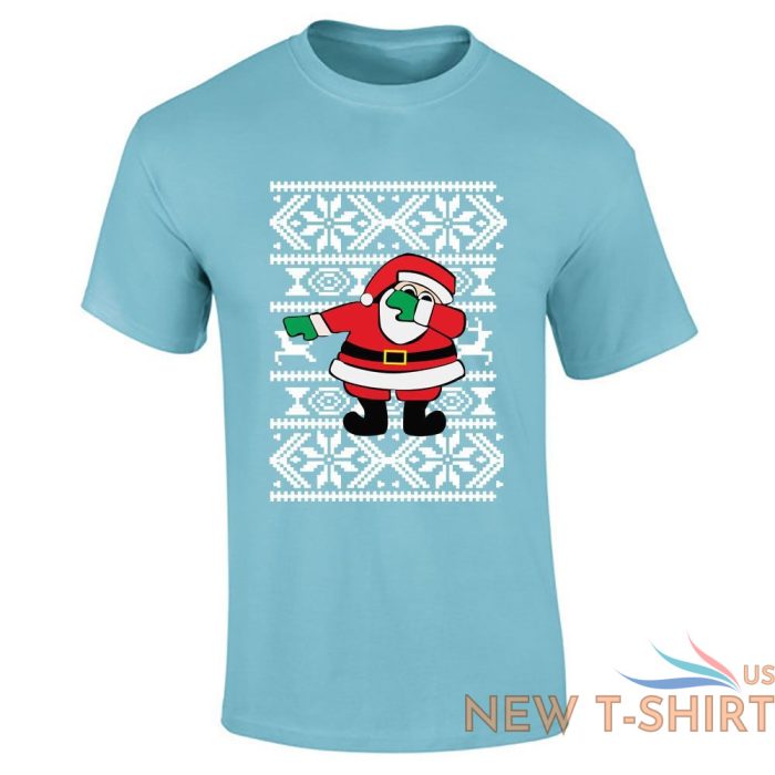 santa dabbing christmas print mens boys short sleeve gym wear cotton tee lot 2.jpg