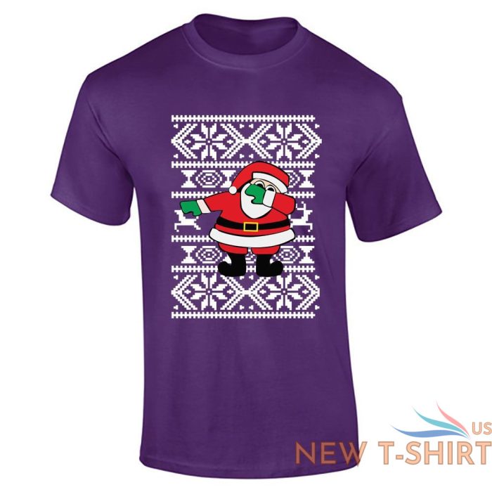 santa dabbing christmas print mens boys short sleeve gym wear cotton tee lot 3.jpg