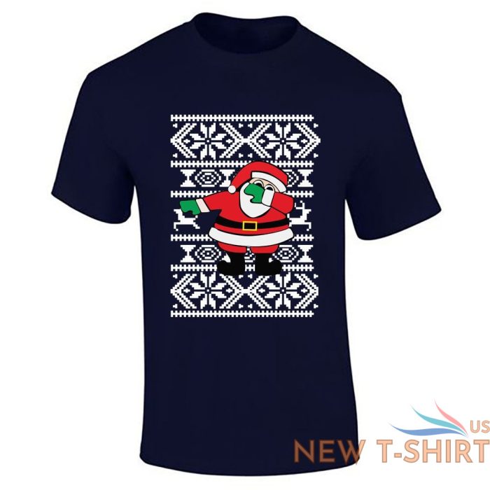 santa dabbing christmas print mens boys short sleeve gym wear cotton tee lot 6.jpg