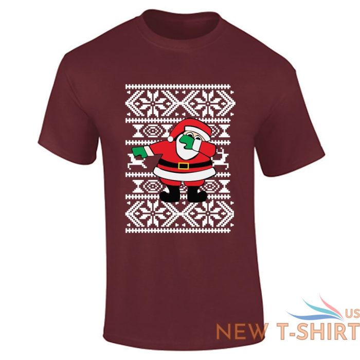 santa dabbing christmas print mens boys short sleeve gym wear cotton tee lot 9.jpg