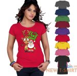 santa reindeer merry christmas xmas top printed tshirt womens short sleeve tee 0.jpg