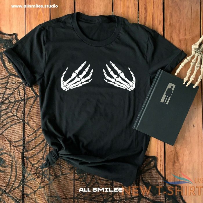 skeleton hands on boobs shirt funny halloween shirt womens mens unisex slogan 0.jpg