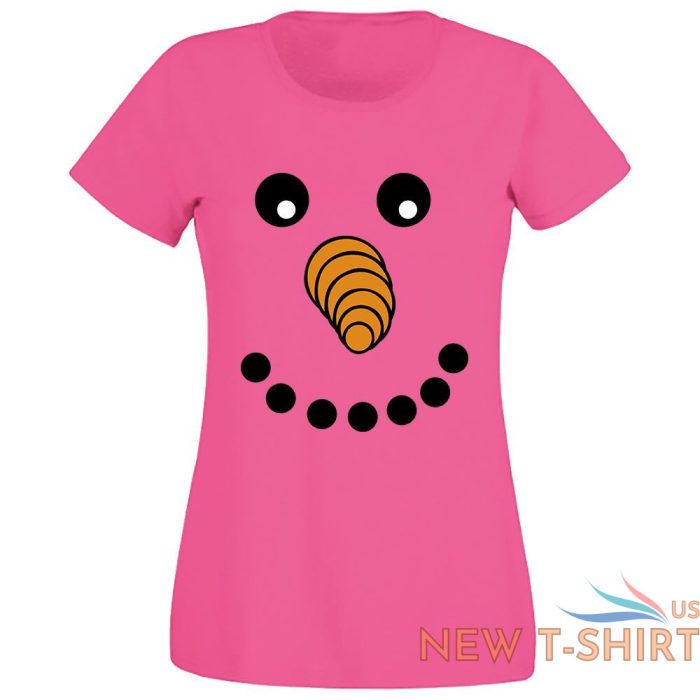 snowman face design xmas t shirt womens girl casual sports festival top tees 4 1.jpg