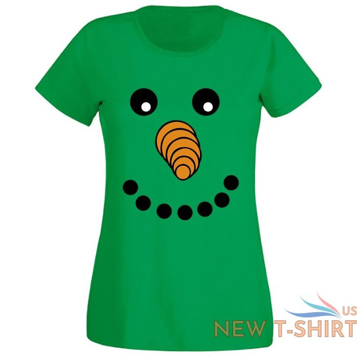 snowman face design xmas t shirt womens girl casual sports festival top tees 5 1.jpg