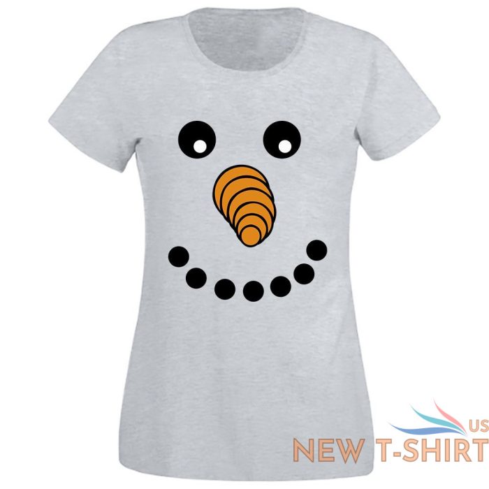 snowman face design xmas t shirt womens girl casual sports festival top tees 6 1.jpg