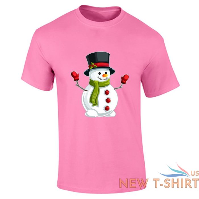 snowman hat christmas print t shirt mens boys short sleeve gym cotton tee lot 1.jpg