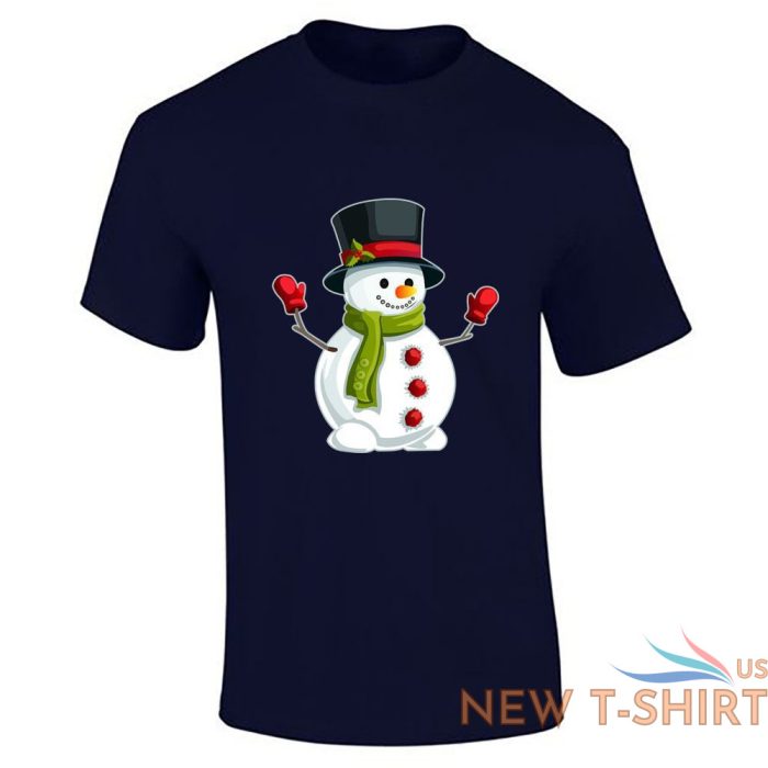 snowman hat christmas print t shirt mens boys short sleeve gym cotton tee lot 7.jpg