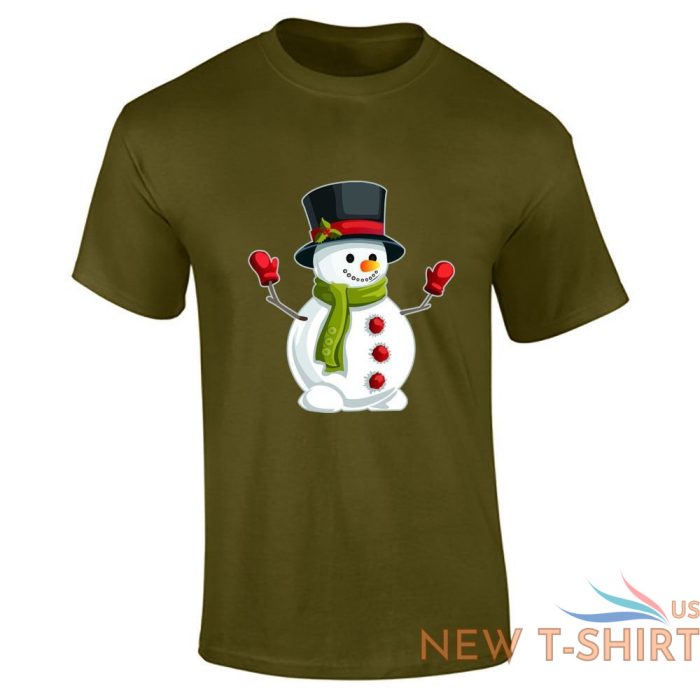 snowman hat christmas print t shirt mens boys short sleeve gym cotton tee lot 8.jpg