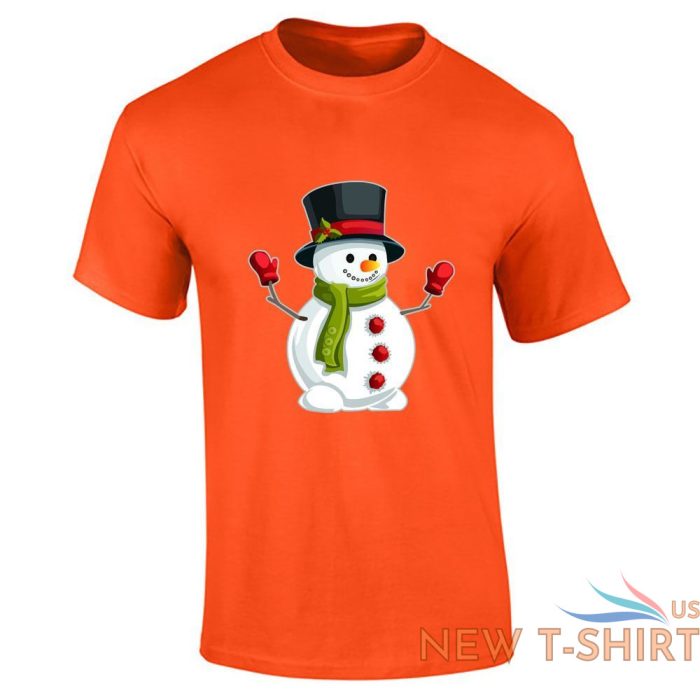 snowman hat christmas print t shirt mens boys short sleeve gym cotton tee lot 9.jpg