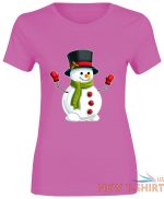 snowman hat christmas print tshirt womens short sleeve girls cotton tee lot 1.jpg