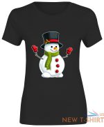 snowman hat christmas print tshirt womens short sleeve girls cotton tee lot 2.jpg