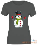 snowman hat christmas print tshirt womens short sleeve girls cotton tee lot 3.jpg