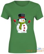 snowman hat christmas print tshirt womens short sleeve girls cotton tee lot 4.jpg