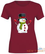 snowman hat christmas print tshirt womens short sleeve girls cotton tee lot 5.jpg