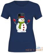 snowman hat christmas print tshirt womens short sleeve girls cotton tee lot 6.jpg