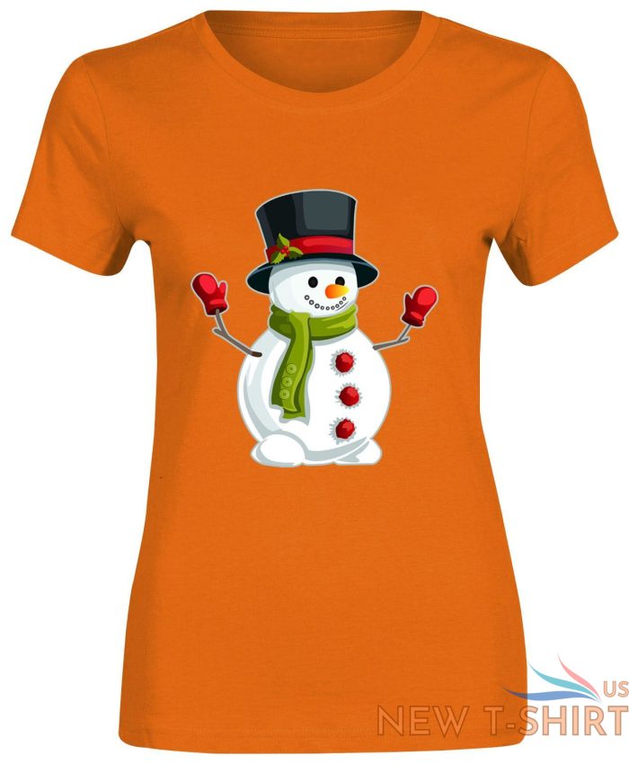 snowman hat christmas print tshirt womens short sleeve girls cotton tee lot 7.jpg