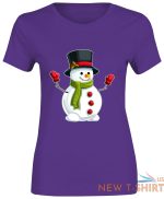 snowman hat christmas print tshirt womens short sleeve girls cotton tee lot 8.jpg
