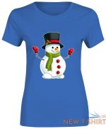 snowman hat christmas print tshirt womens short sleeve girls cotton tee lot 9.jpg