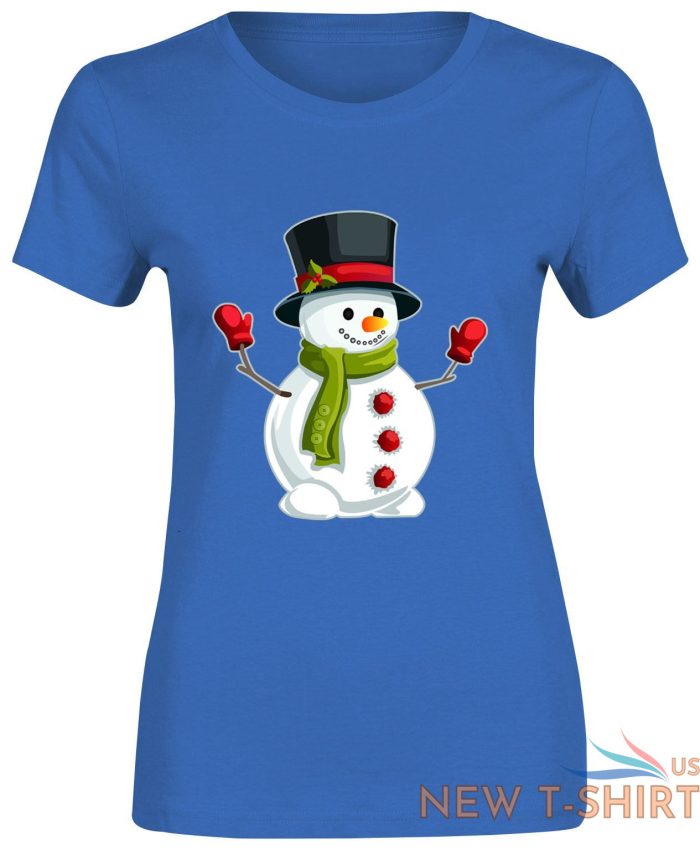 snowman hat christmas print tshirt womens short sleeve girls cotton tee lot 9.jpg