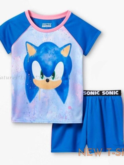 sonic the hedgehog pajamas girls size 4 5 summer set t shirt top shorts new nwt 0.jpg