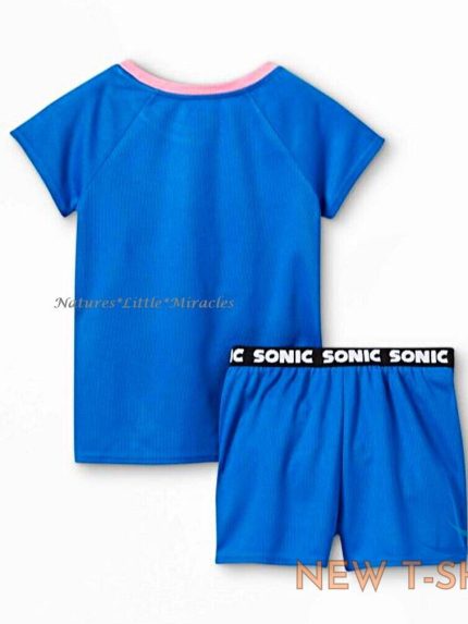 sonic the hedgehog pajamas girls size 4 5 summer set t shirt top shorts new nwt 1.jpg
