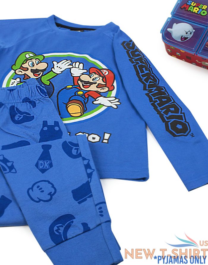 super mario pyjamas luigi boys long sleeve kids blue t shirt trousers pjs 9.jpg