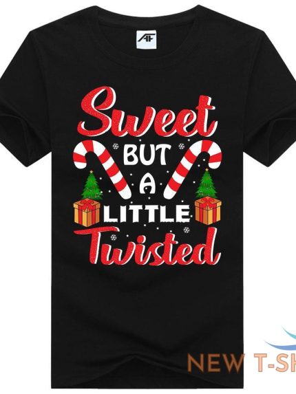 sweet but a little twisted print christmas t shirt mens kids short sleeve top 0.jpg