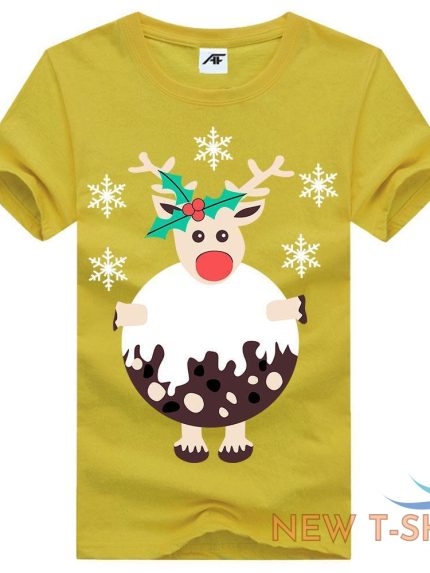 the christmas reindeer print t shirt mens kids short sleeve 100 cotton xmas top 0.jpg