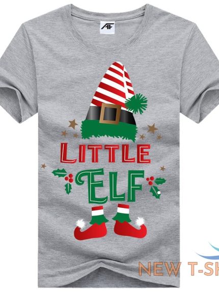 the little elf print christmas t shirt mens kids 100 cotton xmas party top tees 1.jpg