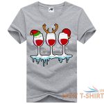 three glasses of wine christmas t shirt womens girls santa elf hat cotton shirt 1.jpg