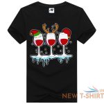 three glasses of wine christmas t shirt womens girls santa elf hat cotton shirt 2.jpg