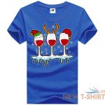 three glasses of wine christmas t shirt womens girls santa elf hat cotton shirt 3.jpg