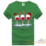 three glasses of wine christmas t shirt womens girls santa elf hat cotton shirt 5.jpg