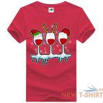 three glasses of wine christmas t shirt womens girls santa elf hat cotton shirt 6.jpg