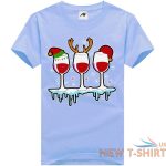 three glasses of wine christmas t shirt womens girls santa elf hat cotton shirt 7.jpg