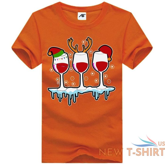 three glasses of wine christmas t shirt womens girls santa elf hat cotton shirt 8.jpg