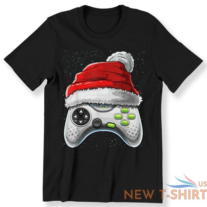 video game controller christmas for men boys kids adult t shirt santa hat gamer 0.jpg