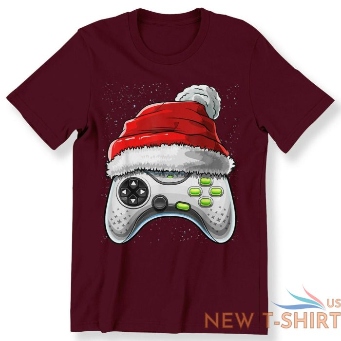 video game controller christmas for men boys kids adult t shirt santa hat gamer 2.jpg