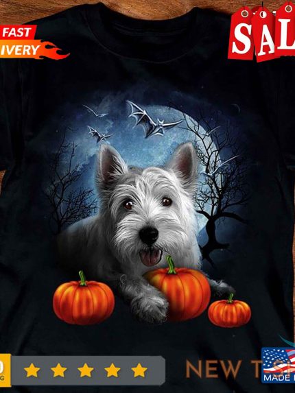 west highland white terrier and pumpkins in moon night for halloween 0.jpg