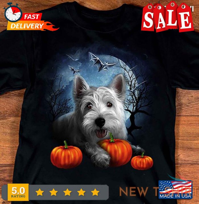 west highland white terrier and pumpkins in moon night for halloween 0.jpg