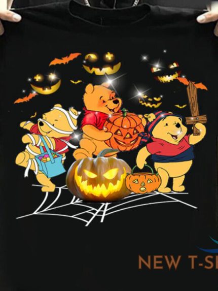 winnie the pooh happy halloween night jack o lantern bats flying tshirt women 0.jpg