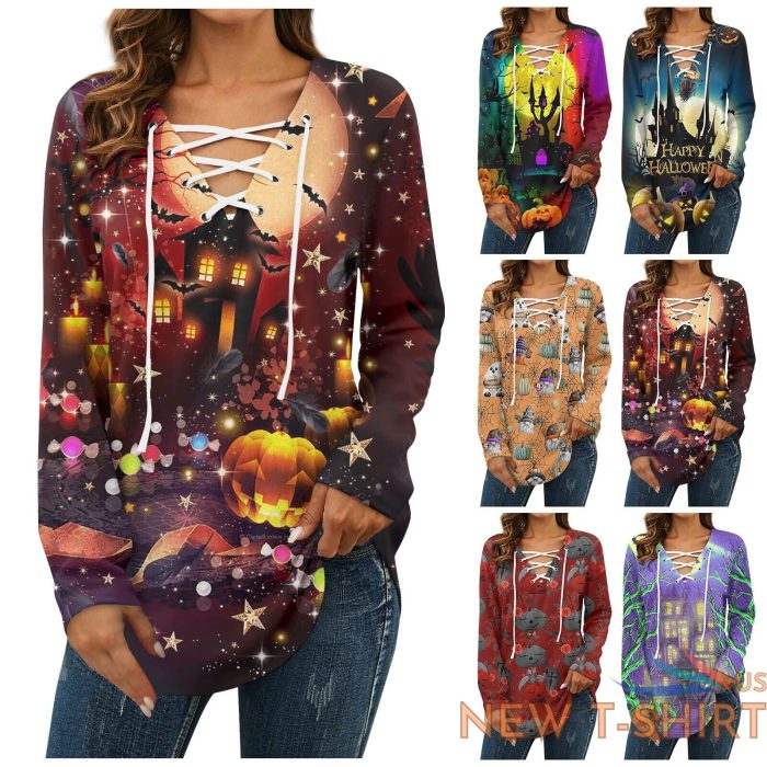 women blouse loose casual halloween long sleeved printed v neck t shirt tops us 0 1.jpg