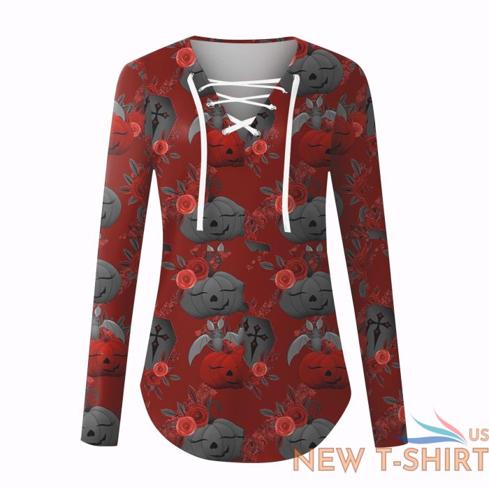 women blouse loose casual halloween long sleeved printed v neck t shirt tops us 7 1.jpg