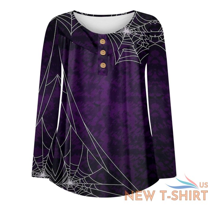 women casual v neck long sleeve halloween t shirt button up top blouse shirt us 2 1.jpg