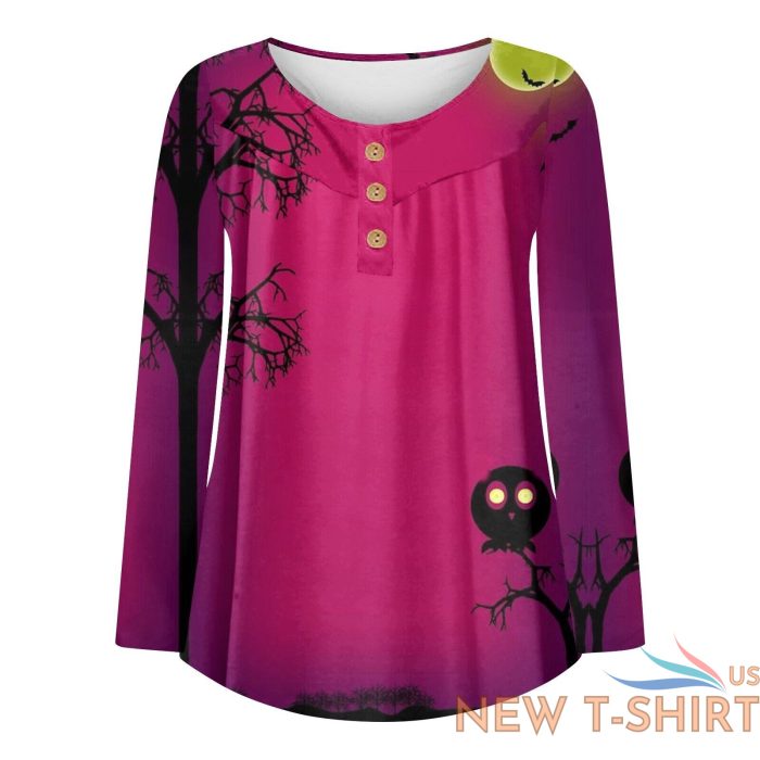 women casual v neck long sleeve halloween t shirt button up top blouse shirt us 5 1.jpg