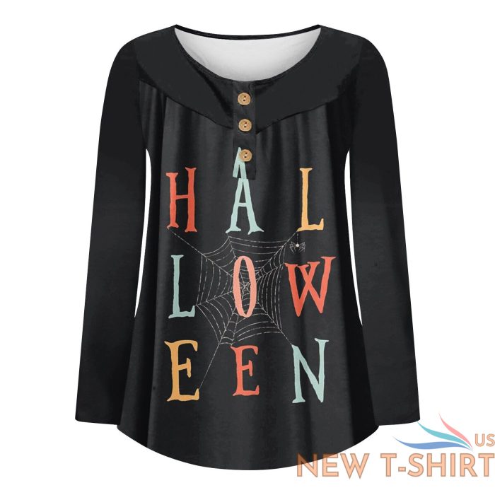 women casual v neck long sleeve halloween t shirt button up top blouse shirt us 8 1.jpg